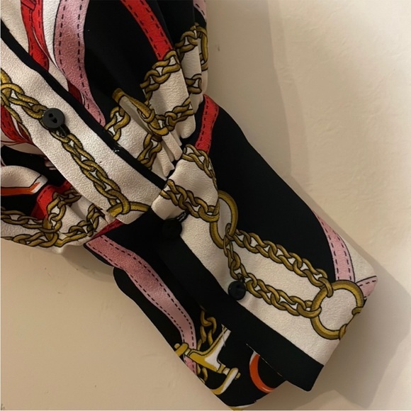 Zara Equestrian Chains and Harness Print Blouse Size Large - Picture 10 of 15